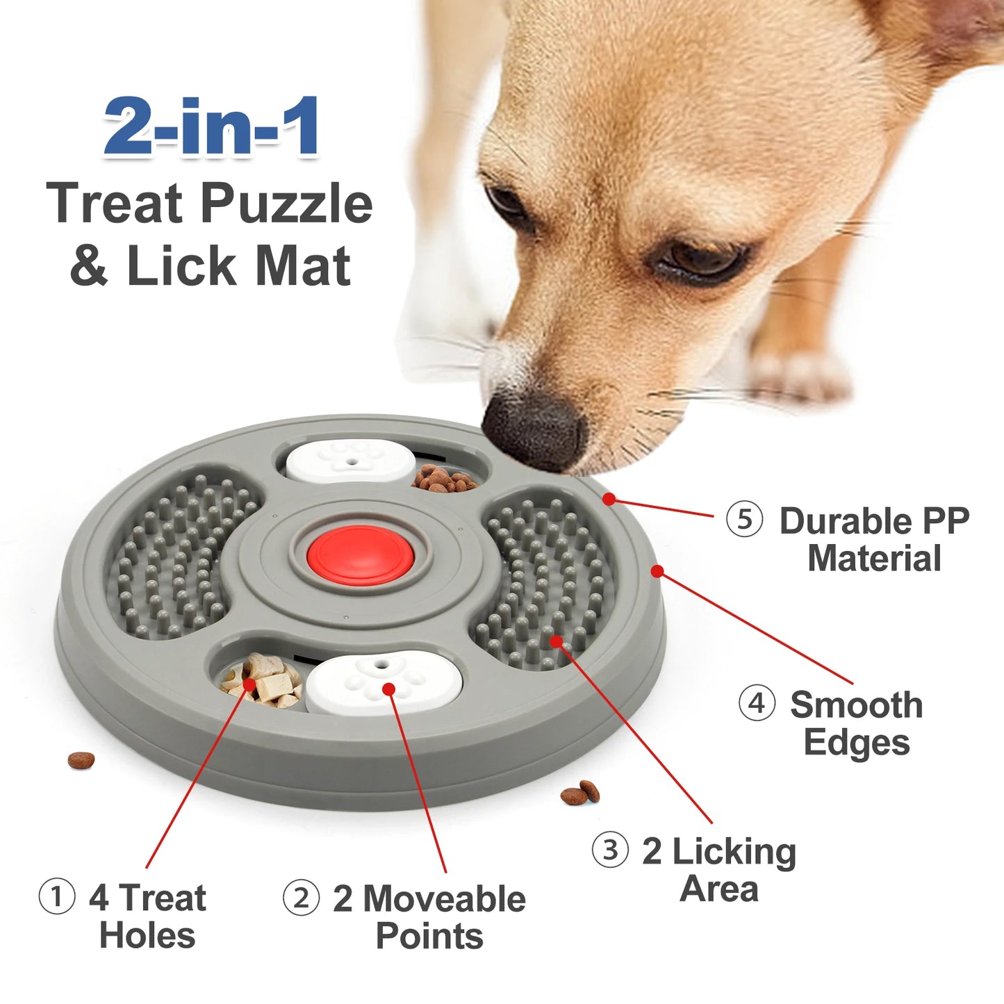 Dog Slow Feeder Device Pet Anti suffocation Bowl 2 in 1 Treat Puzzle & Lick Mat Anti Slip and Large Capacity Feeder Pet Supplies