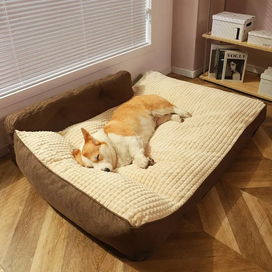 Beds for Large Dogs Machine Washable Waterproof Dog Bed L Shape Foam Dog Beds Spacious Mat for Multiple Dogs Family