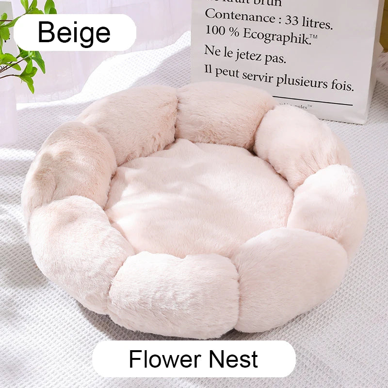 Cat Bed Long Plush Dogs Basket Cushion Cat Bed Cat Mat Animals Sleeping Sofa 40-60cm Round Pet Bed for Large Dog Bed Super Soft