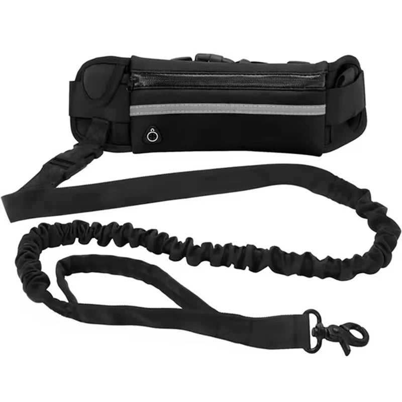 Hands-Free Dog Leash for Running Walking Reflective Leash with Waist Bag Retractable Elastic Belt Dog Traction Rope