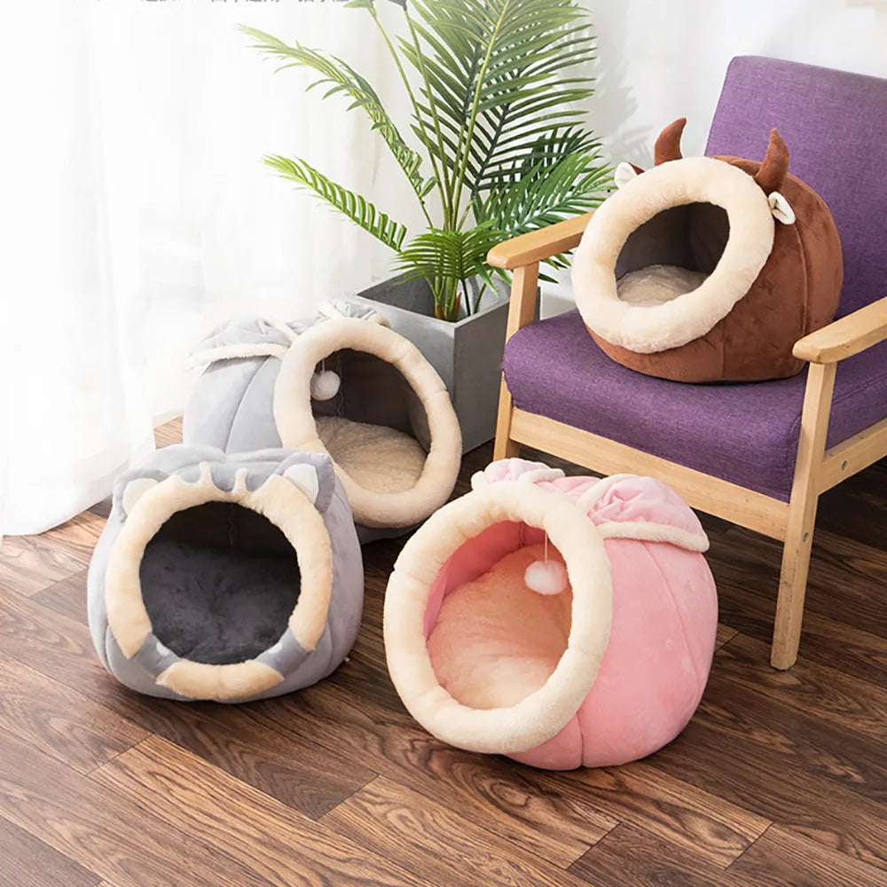 Cat Bed House Kennel Nest Round Pets Sleeping Cave
 Kitten Beds Pet Basket Cozy Kitten Lounger Cushion