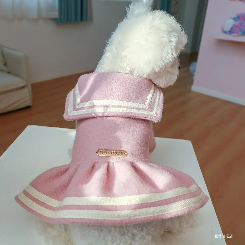 1PC Pet Apparel Cat Dog Autumn and Winter Thickened Warm Pink Gold Princess Dress Suitable for Small and Medium sized Dogs