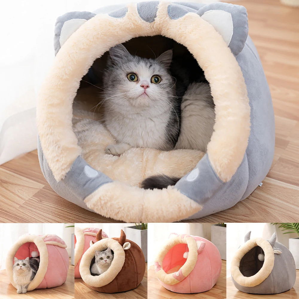 Cat Bed House Kennel Nest Round Pets Sleeping Cave
 Kitten Beds Pet Basket Cozy Kitten Lounger Cushion