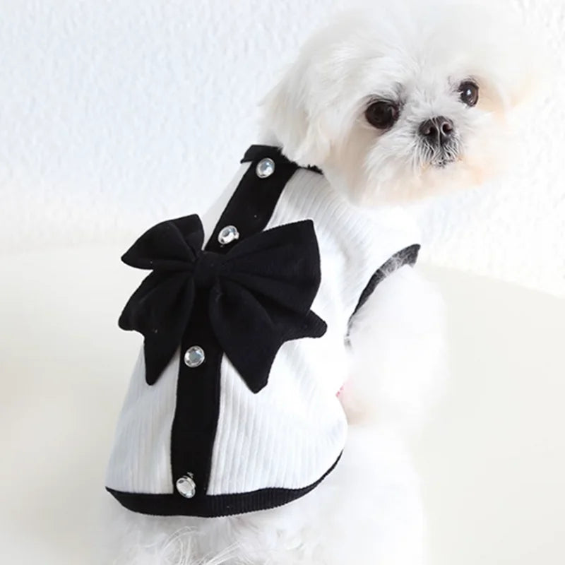 Luxury Dog Dress Bowknot Lace Summer Puppy Clothes Dog Skirts Cotton Dog T Shirt Girls Dog Costume Chihuahua Bichon Dog Apparel