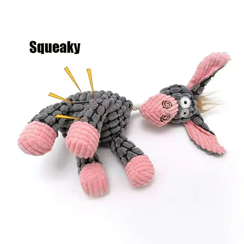 Plush Squeaky Dog Toy Donkey Shape Pet Toys Bite Resistant Squeaky Toys for Small Large Dogs Durable Chew Molar Toy Training Toy