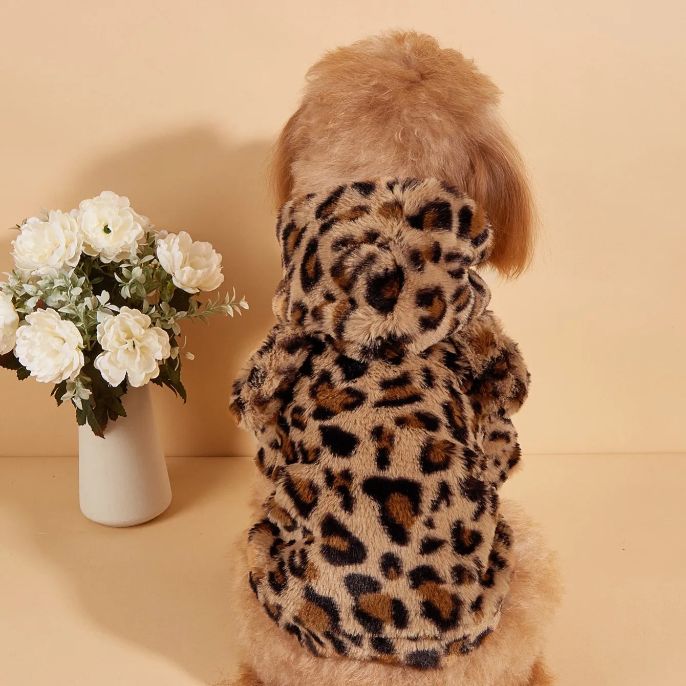 Pet Hoodie For Small & Medium Dogs, Leopard Dog Hoodie With Ears, Plush Dog Clothes, Pet Apparel