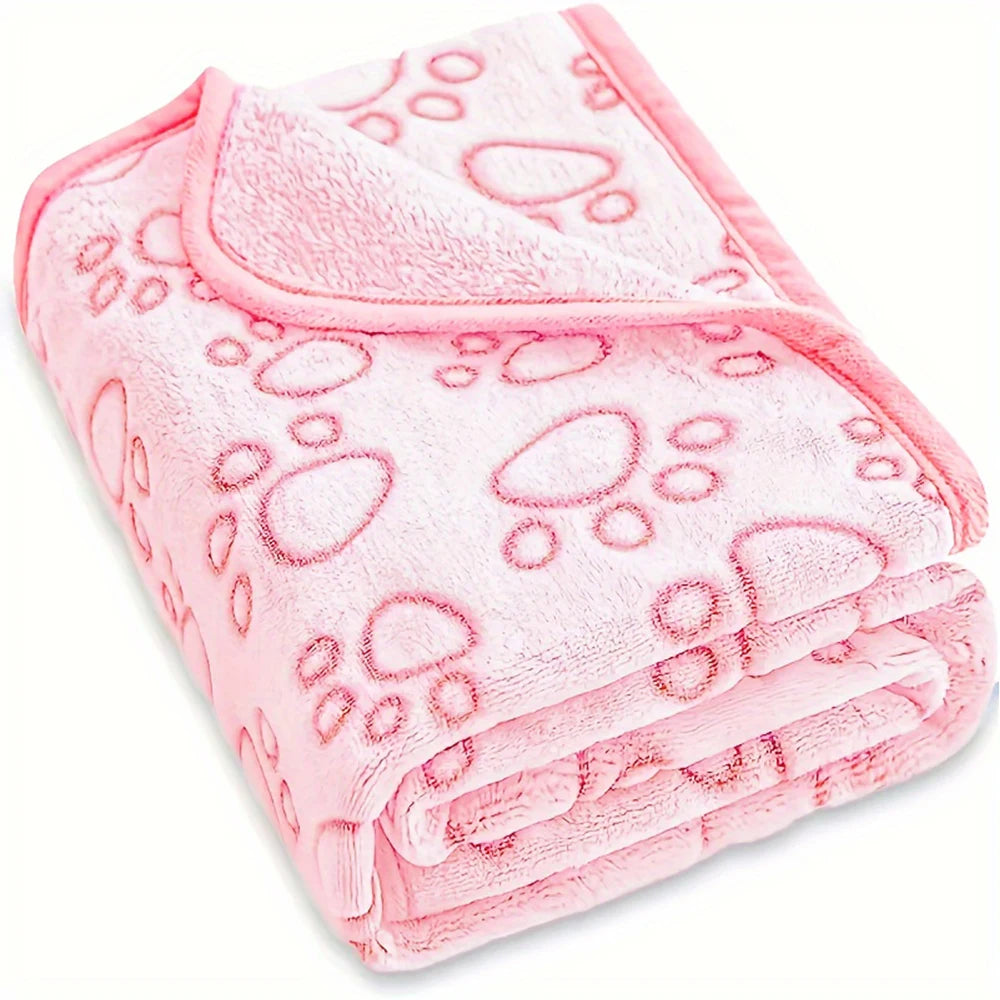 Pink Soft Fluffy High Quality Pet Blanket Cute Paw Print Dog Blanket Pet Mat Warm and Comfortable Blanket for Cat Dogs