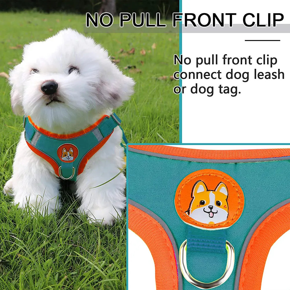 Step-in Dog Harness Small Dog Harness and Leash Set Adjustable Reflective Pet Dog Vest Soft Harness