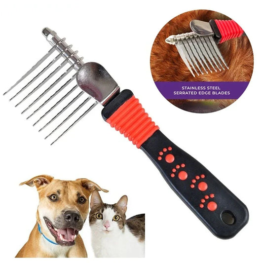 Pet Dematting Fur Rake Comb Brush Tool Dog and Cat Comb for Detangling Matted or Knotted Undercoat Hair Dog Grooming Brush