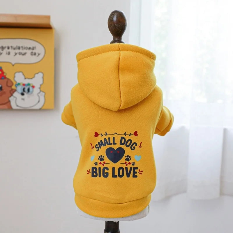 Winter Warm Dog Hoodie Letter Print Puppy Pullover Pet Sweatshirt Bichon Frise Dog Clothes