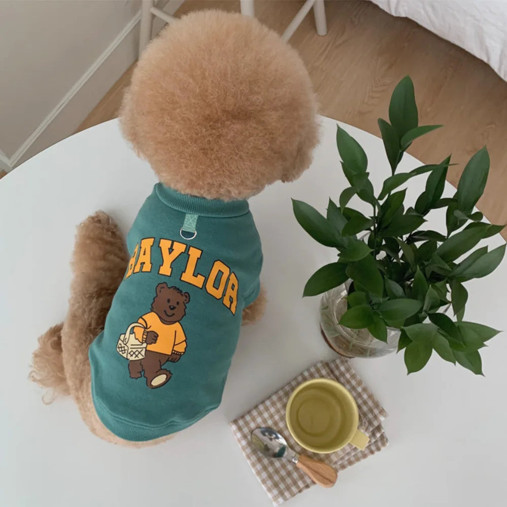 Clothes for Small Dogs Bear Letter Pet Dog Hoodies Puppy Warm Coat Autumn Winter Dog Sweatshirt Chihuahua Apparel Cat Dlothing