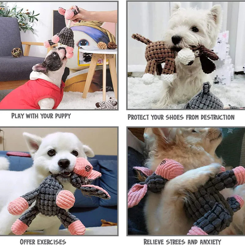 Plush Squeaky Dog Toy Donkey Shape Pet Toys Bite Resistant Squeaky Toys for Small Large Dogs Durable Chew Molar Toy Training Toy