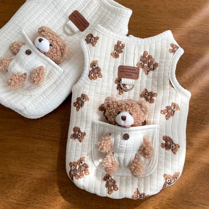 Puppy Clothes Autumn Winter Cat F Vest Pet Cute Cartoon Soft Shirt Small Dog Harness Chihuahua Poodle Yorkshire