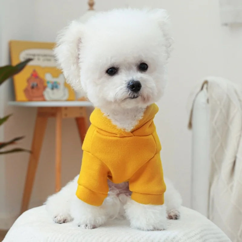 Winter Warm Dog Hoodie Letter Print Puppy Pullover Pet Sweatshirt Bichon Frise Dog Clothes