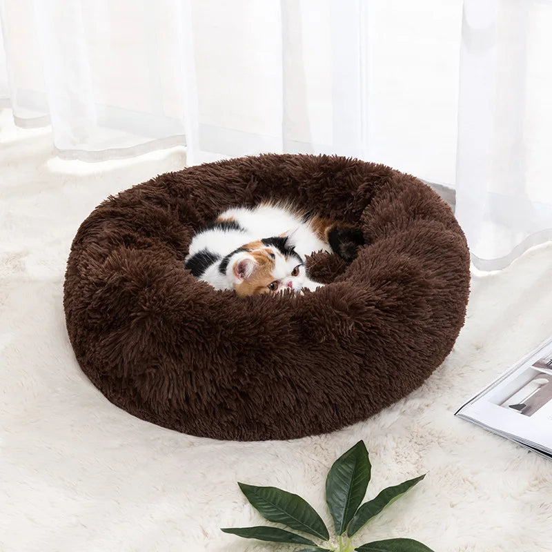 Circular Cat Bed with Plush Insulation Deep Sleep for Pets Soft Macaron Pet Mat Removable and Washable Suitable for All Seasons