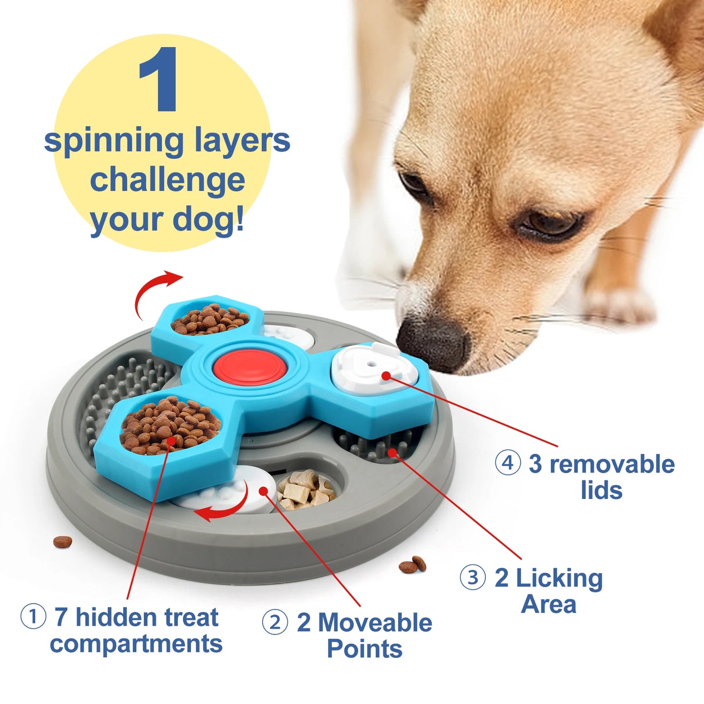 2-Layers Dog Puzzle Toys Slow Feeder Food Dispenser Interactive Increase Puppy Anti-Choking Tableware Dog Licking Plates