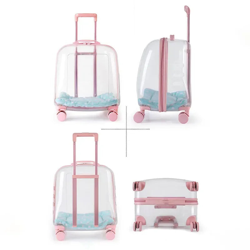 Cats Carrier Pet Backpacks Material Travel Stroller Bags Pet Shop Transparent Transportation Products on Wheels Accessories