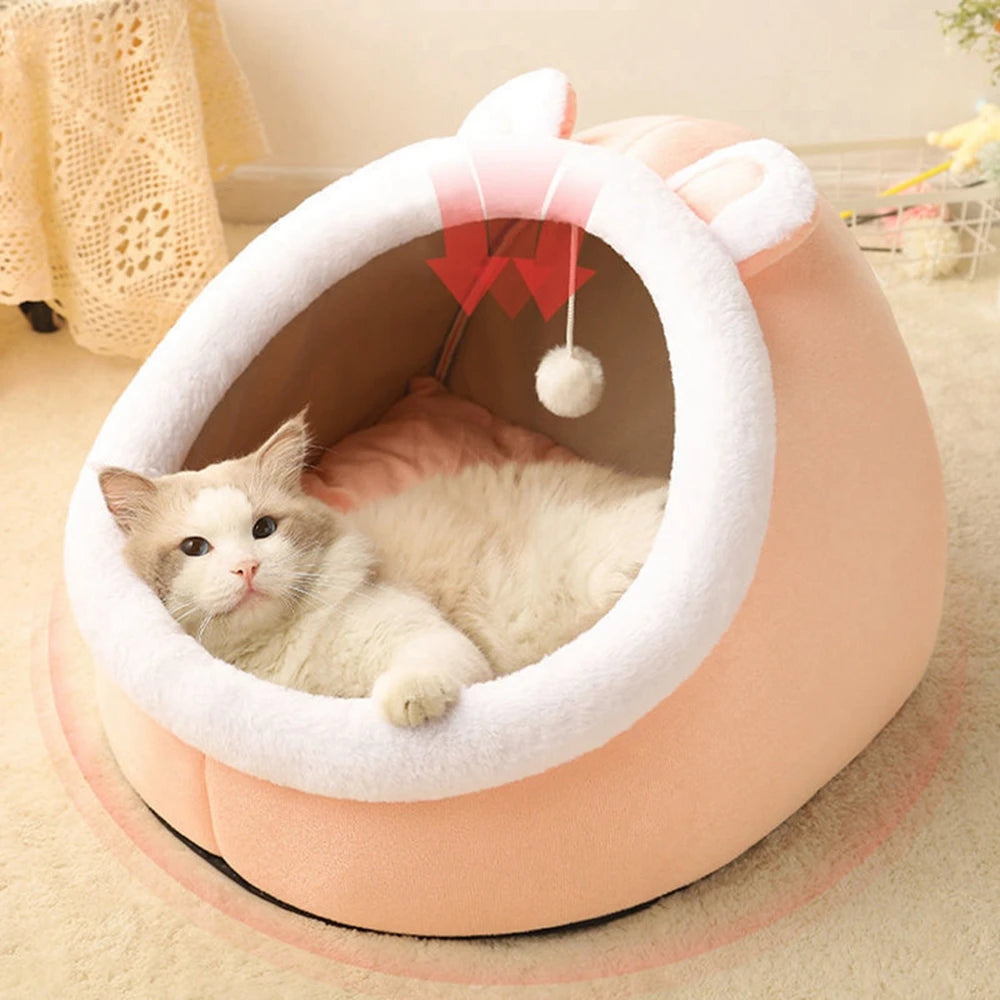 Sleeping Cave Kitten Beds Pet Basket Cozy Kitten Lounger Cushion Cat House Tent Dog House