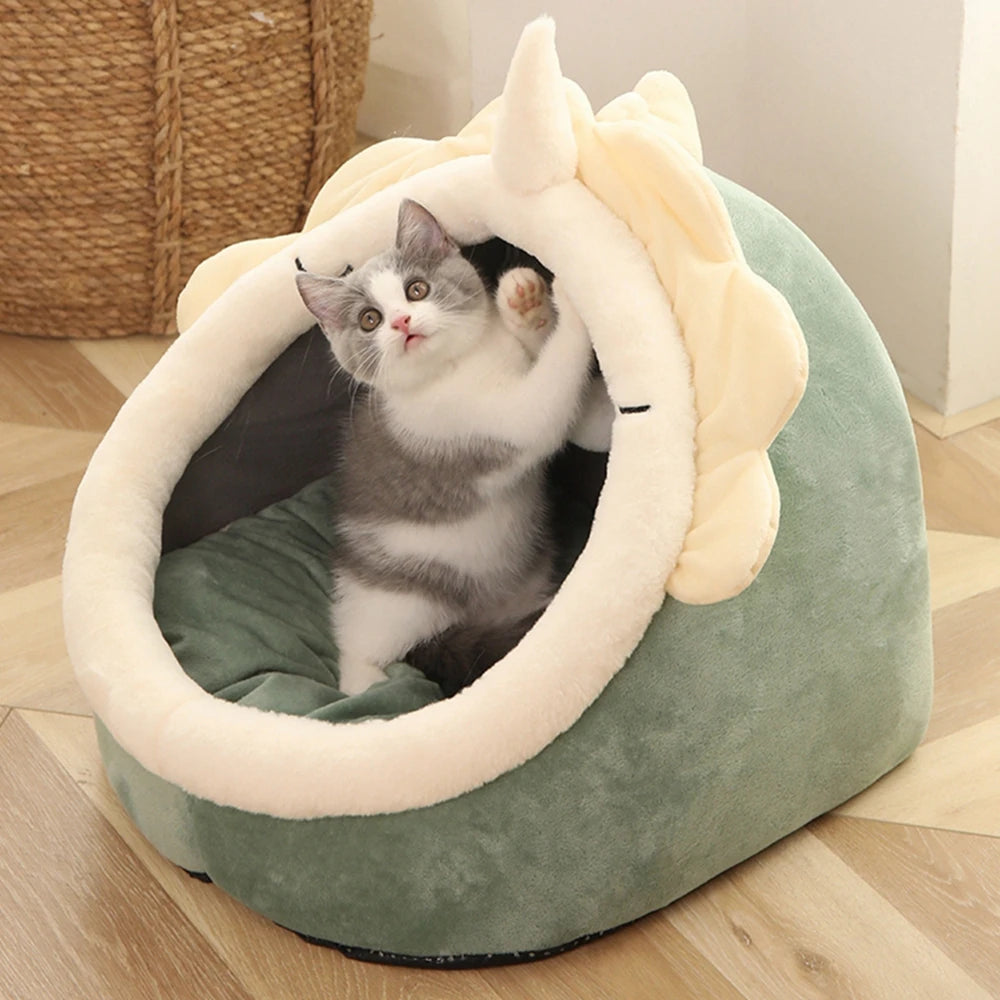 Sleeping Cave Kitten Beds Pet Basket Cozy Kitten Lounger Cushion Cat House Tent Dog House