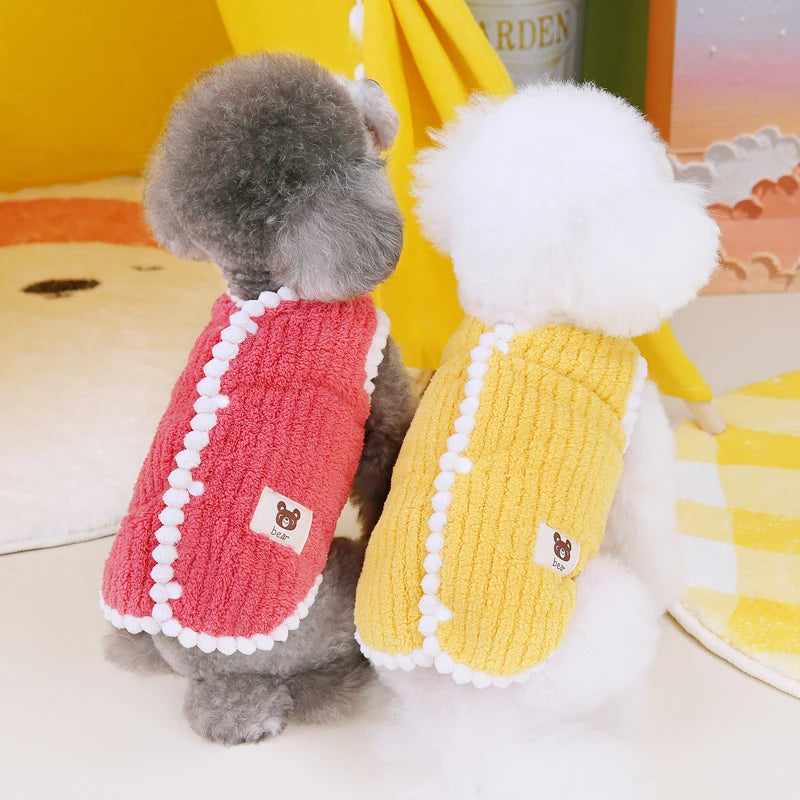 Soft Dog Cat Jacket Vest Winter Dogs Clothes Teddy Chihuahua Coat French Bulldog Apparel for Small Mid Dogs Puppy Warm Clothing