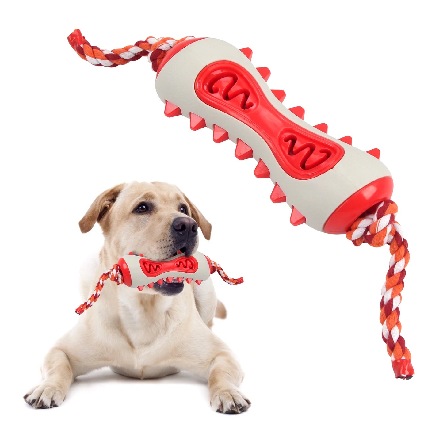 Dog Toys Dog Chewing Toys with Ropes Rubber Grinding Teeth Toys Interactive Training Teeth Cleaning Pet Products for All Dogs