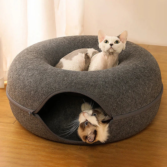 Donut Cat Bed for 2 Cats Pet Cat Tunnel Toys Kitten House Basket 
Interactive Play Toys for Cats Nest