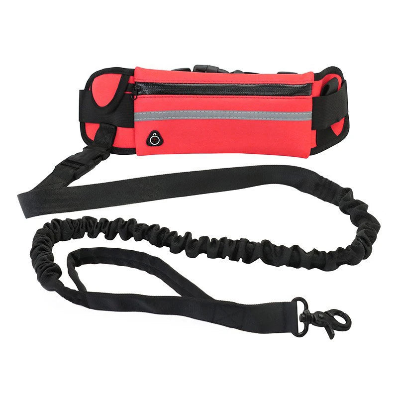 Hands-Free Dog Leash for Running Walking Reflective Leash with Waist Bag Retractable Elastic Belt Dog Traction Rope