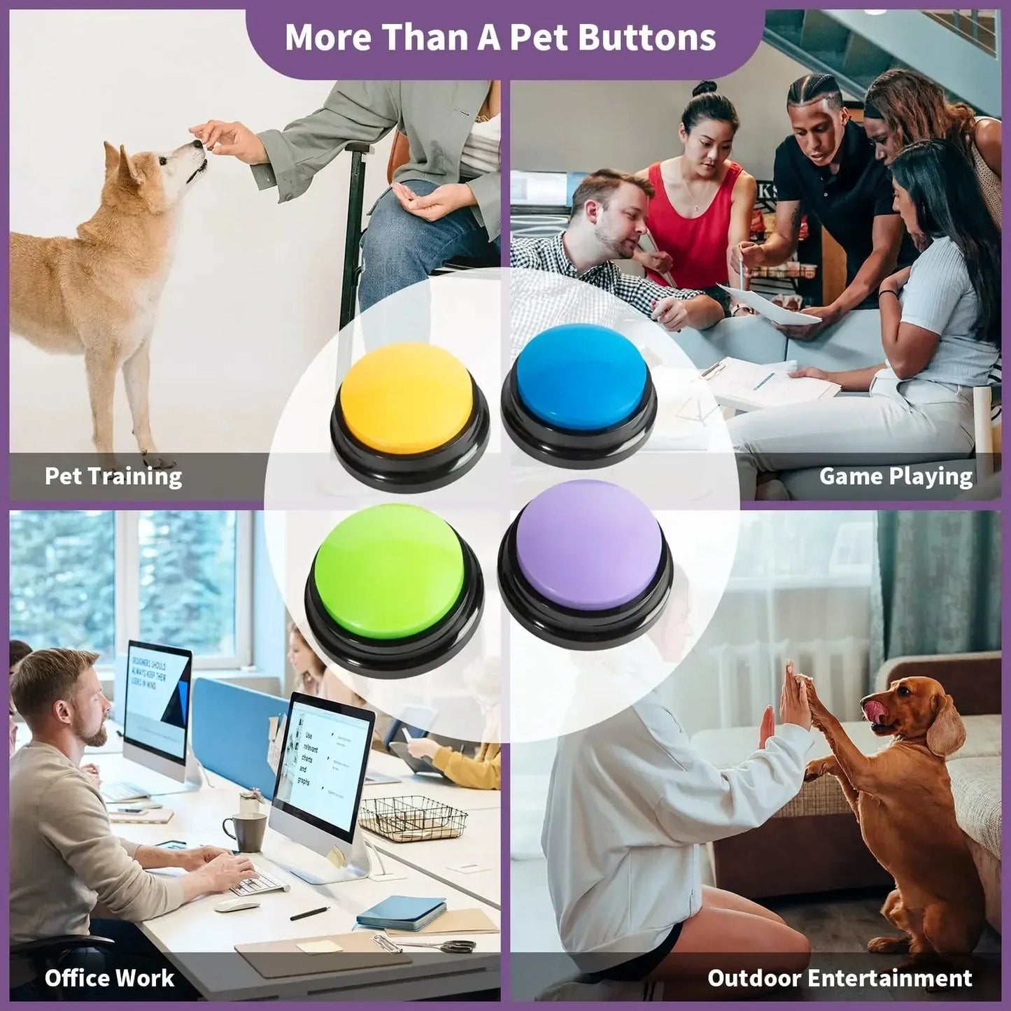 8PCS Dog Communication Buttons Voice Recording Button for Pet Training Buzzer 30 Second Record Playback Funny Gift for Talking