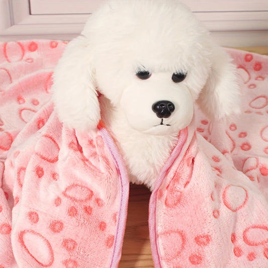 Pink Soft Fluffy High Quality Pet Blanket Cute Paw Print Dog Blanket Pet Mat Warm and Comfortable Blanket for Cat Dogs