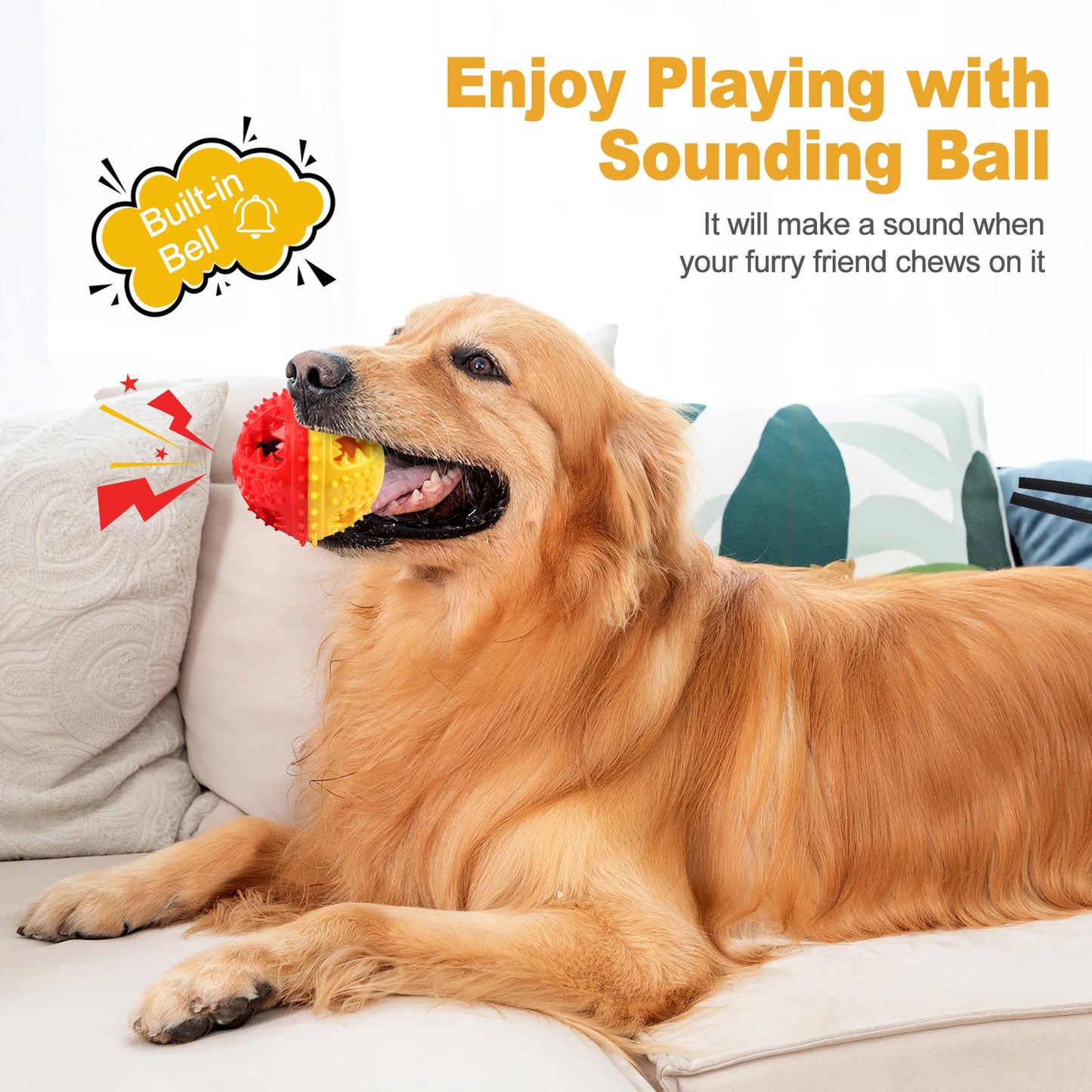 Dog Toys Grinding Teeth Chew Toys Sound Ball Food leakage Toys Cleaning Teeth Anti Bite Interactive Training Toys Pet Products