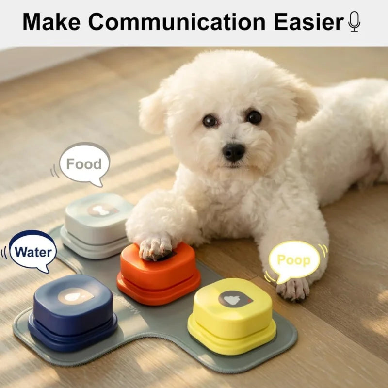 Dog Button Record Talking Pet Communication Vocal Training Interactive Toy Bell Ringer With Pad and Sticker Easy To Use