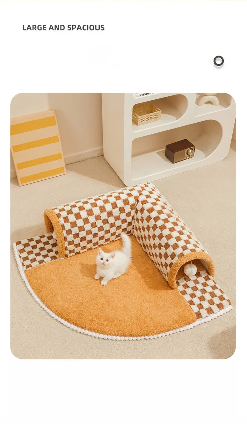 Play Cat Tunnel Dog House Bed Kitten Dog Basket Bed Cute Cat House Home Mat Pet Kennel Products Cama Para Gatos