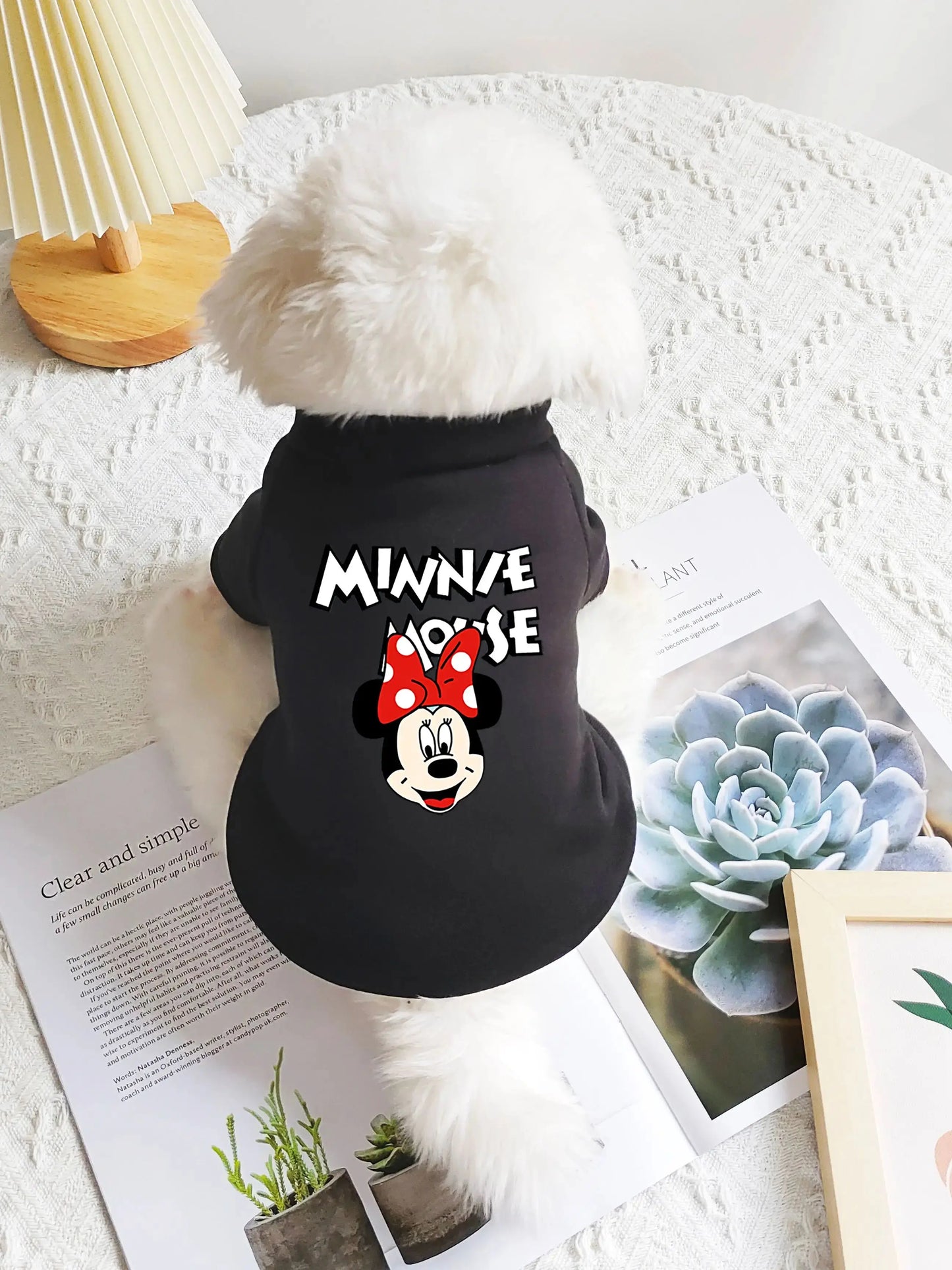 1pc pet Hoodless hoodie Polyester sweatshirt Mickey Minnie printed suitable for small and medium dog breeds