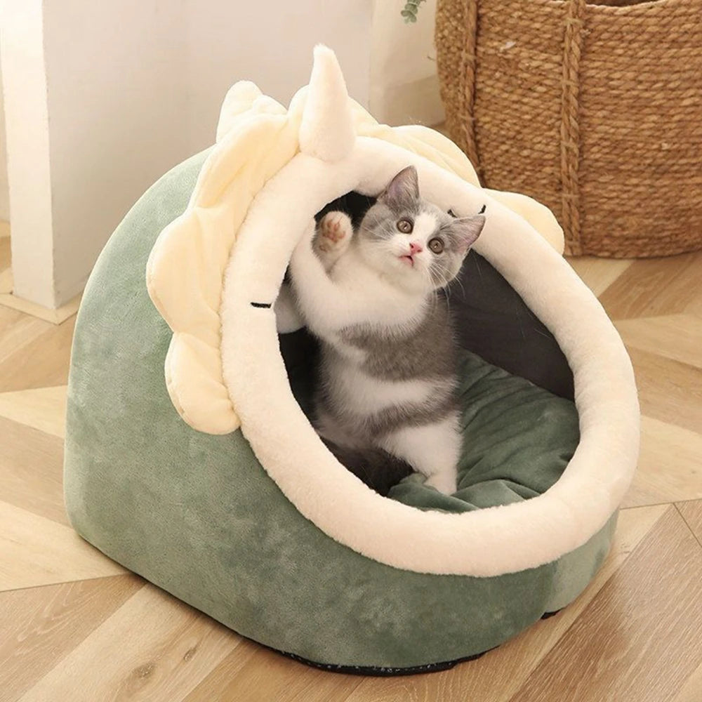 Sleeping Cave Kitten Beds Pet Basket Cozy Kitten Lounger Cushion Cat House Tent Dog House