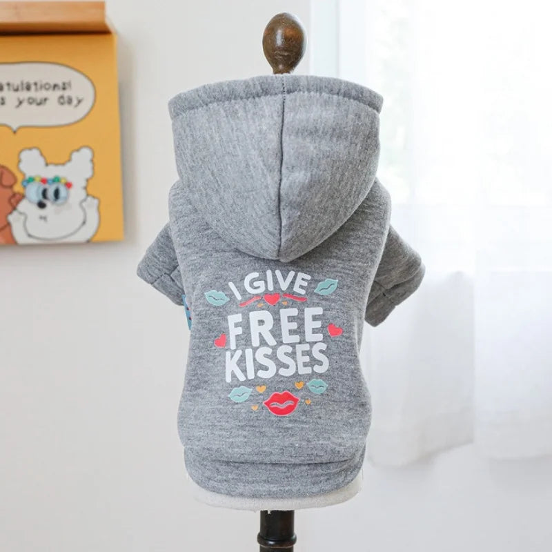 Winter Warm Dog Hoodie Letter Print Puppy Pullover Pet Sweatshirt Bichon Frise Dog Clothes