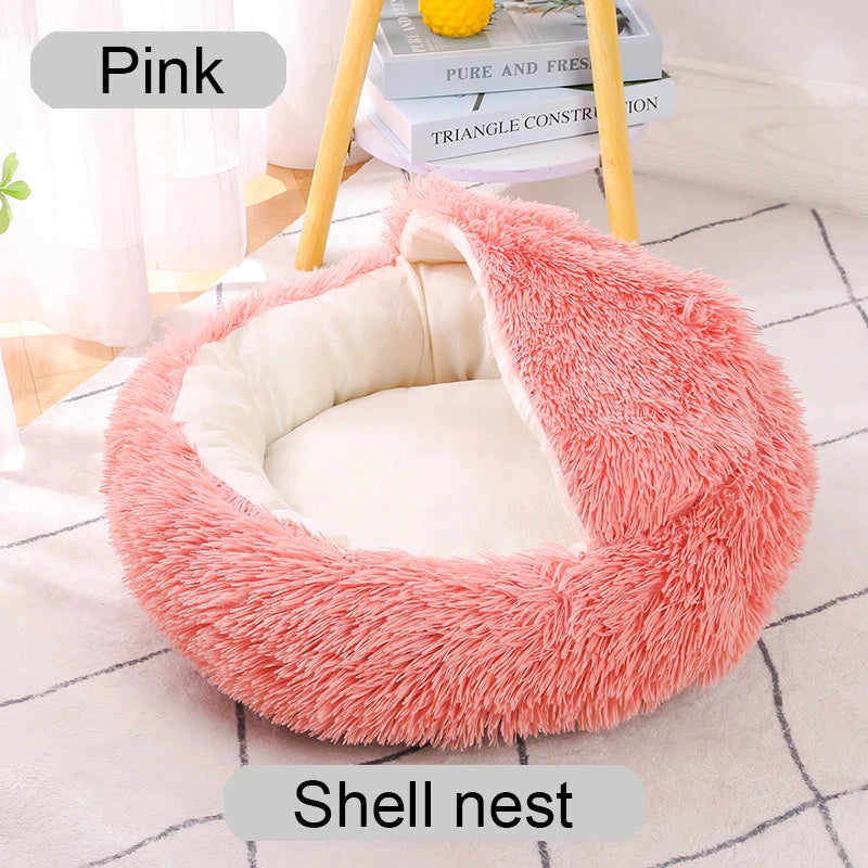 Cat Bed Long Plush Dogs Basket Cushion Cat Bed Cat Mat Animals Sleeping Sofa 40-60cm Round Pet Bed for Large Dog Bed Super Soft