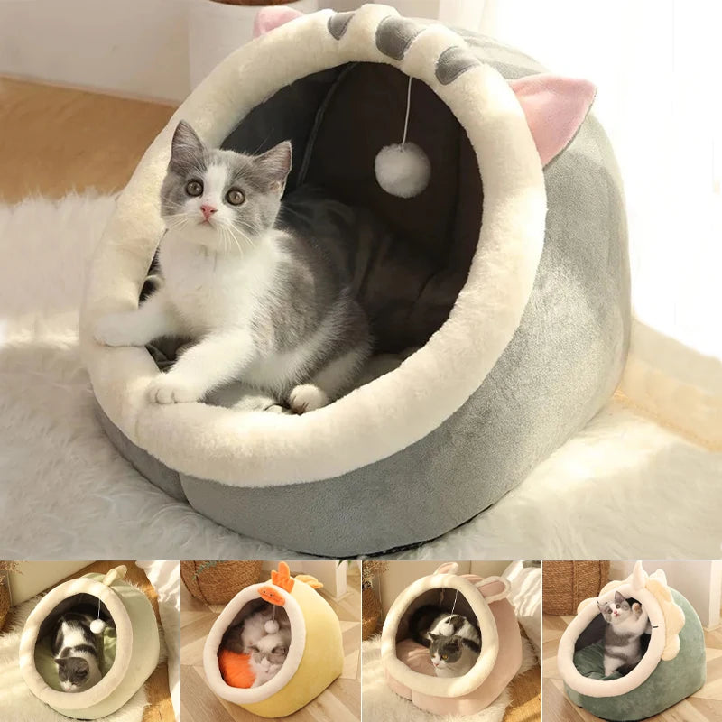 Cat Bed House Kennel Nest Round Pets Sleeping Cave
 Kitten Beds Pet Basket Cozy Kitten Lounger Cushion