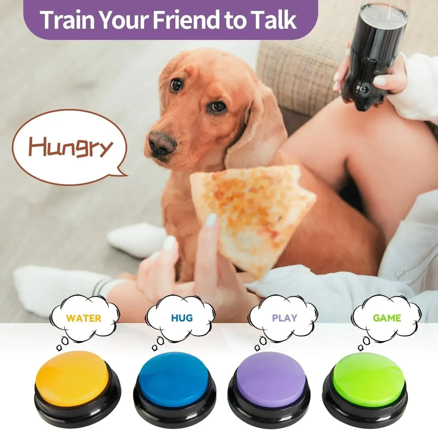 8PCS Dog Communication Buttons Voice Recording Button for Pet Training Buzzer 30 Second Record Playback Funny Gift for Talking