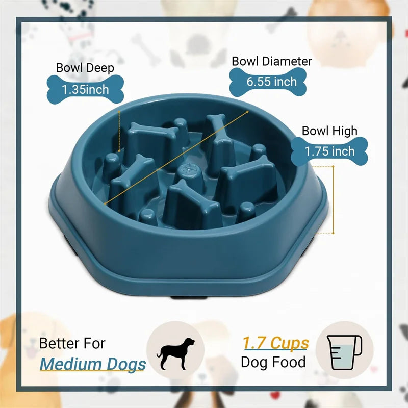 Dog Slow Feeder Bowl Anti-glutton Food Bowl for Dogs Slow Eating Dog Feeders Healthy Diet Pet Feeding Watering Supplies