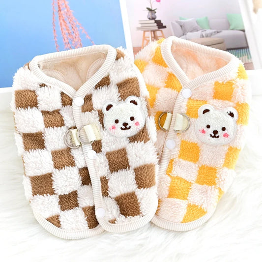 Luxury Dog Vest Coat Warm Soft Dog Clothes Autumn Puppy Jacket Cute Print Cat Coat Pet Jacket Coat Chihuahua Clothes Dog Apparel