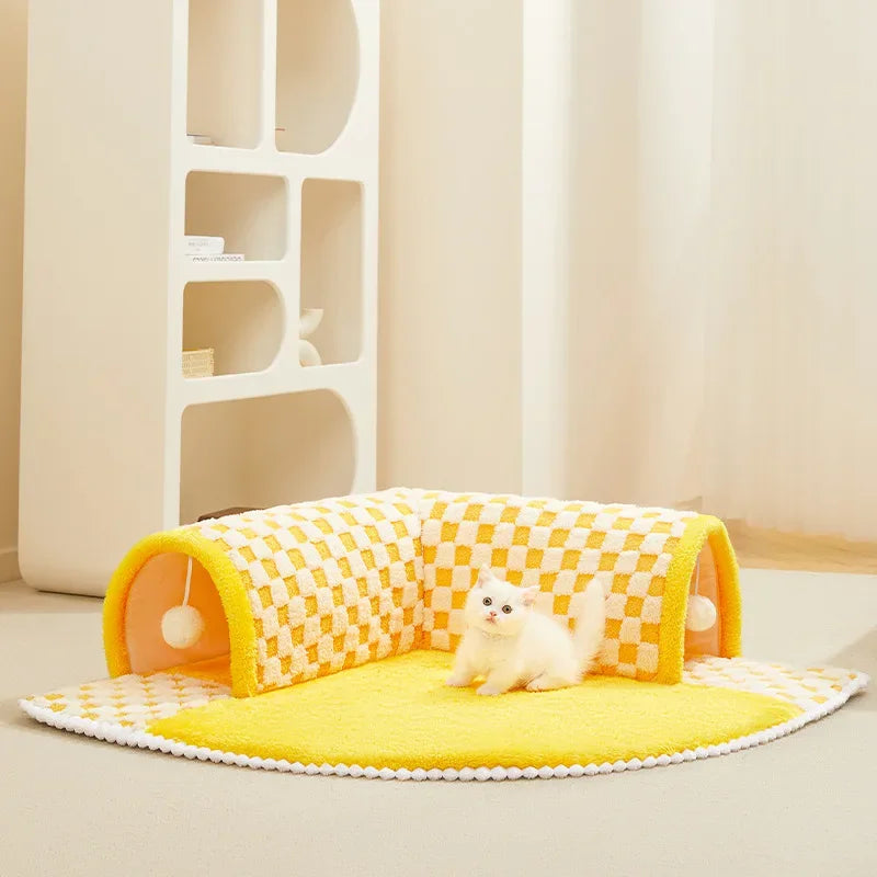 Play Cat Tunnel Dog House Bed Kitten Dog Basket Bed Cute Cat House Home Mat Pet Kennel Products Cama Para Gatos