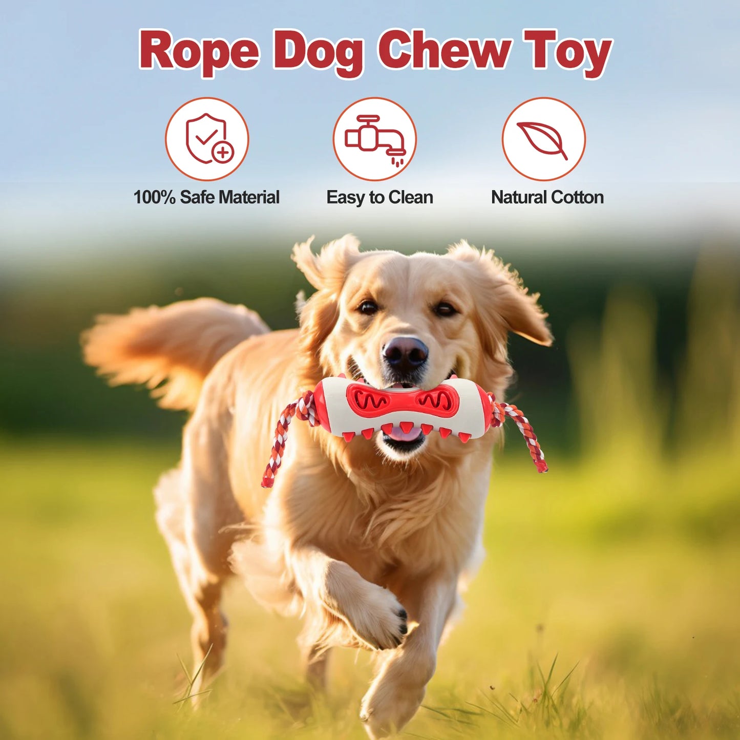 Dog Toys Dog Chewing Toys with Ropes Rubber Grinding Teeth Toys Interactive Training Teeth Cleaning Pet Products for All Dogs