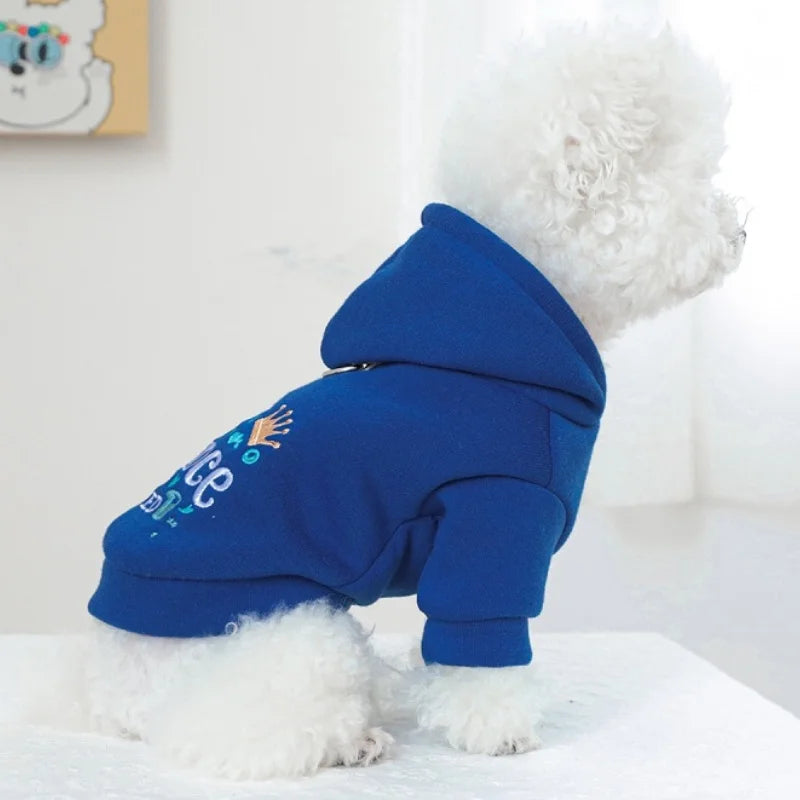 Winter Warm Dog Hoodie Letter Print Puppy Pullover Pet Sweatshirt Bichon Frise Dog Clothes