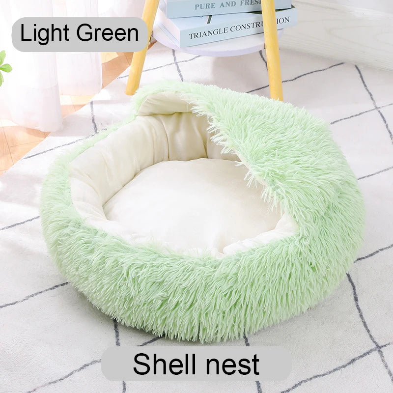 Cat Bed Long Plush Dogs Basket Cushion Cat Bed Cat Mat Animals Sleeping Sofa 40-60cm Round Pet Bed for Large Dog Bed Super Soft