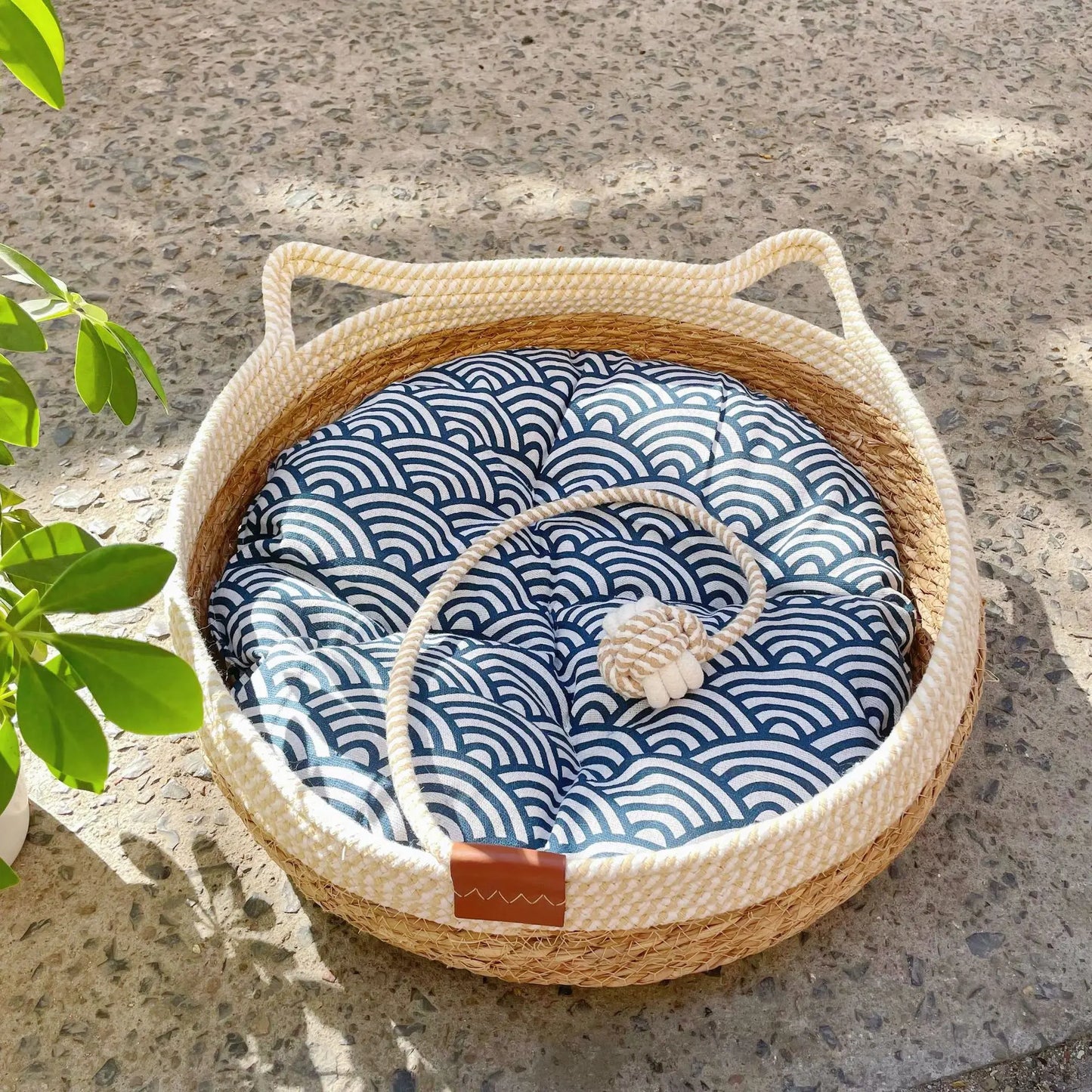 Woven Cat Bed Pet Nest All Seasons Comfortable Sleeping 35/40cm Cat Nesk Round Cat House Puppy Dog Bed