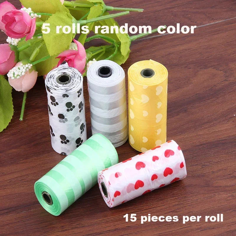 5 Rolls Cat Litter Scoop Pooper Bags Biodegradable Pet Dog Poop Bag Dog Pooper Bags Dispenser Pets Products for Dogs Litter Bag