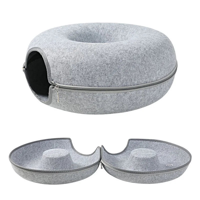 Donut Cat Bed for 2 Cats Pet Cat Tunnel Toys Kitten House Basket 
Interactive Play Toys for Cats Nest