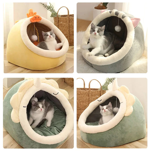 Cat Bed House Kennel Nest Round Pets Sleeping Cave
 Kitten Beds Pet Basket Cozy Kitten Lounger Cushion