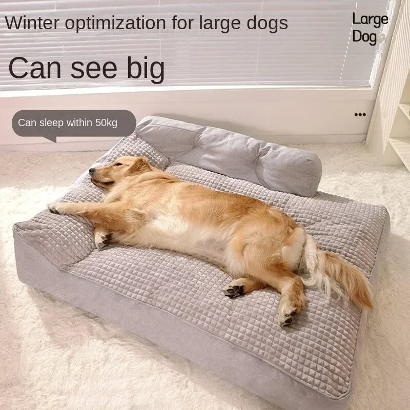 Beds for Large Dogs Machine Washable Waterproof Dog Bed L Shape Foam Dog Beds Spacious Mat for Multiple Dogs Family