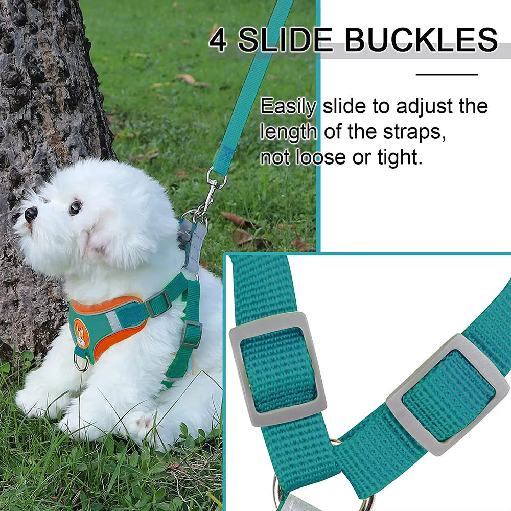 Step-in Dog Harness Small Dog Harness and Leash Set Adjustable Reflective Pet Dog Vest Soft Harness